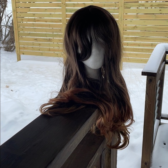 copper ombré wig pretty wig dark brown balayage waves 26 inch long NWT - Picture 12 of 16